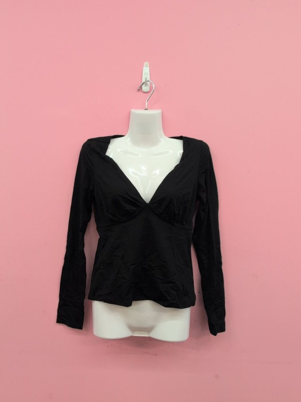 Victoria Secret Pink  Base Stretch Ruched Long Sleeve Tee Medium Black